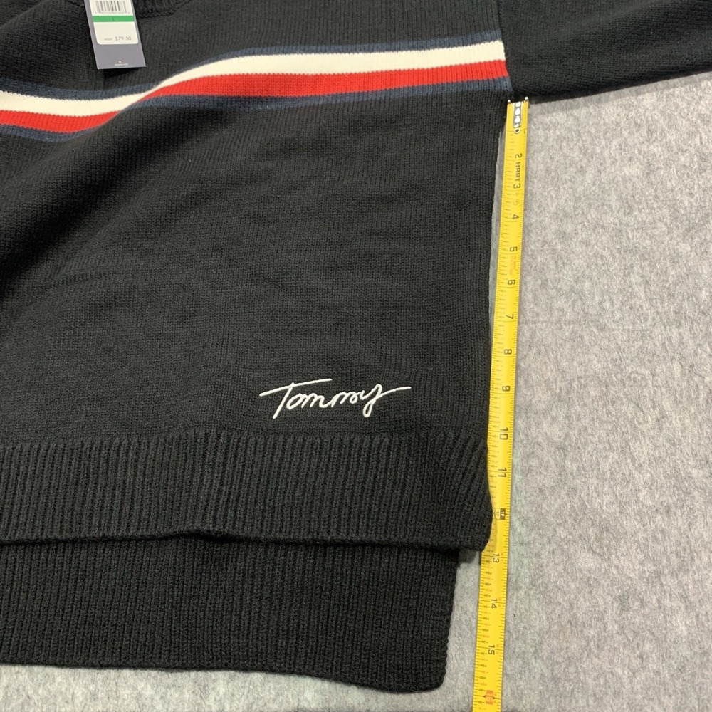 NWT Tommy Hilfiger Women's Navy Blue Pullover Sweater Stripes Logo - Size L - Picture 8 of 11